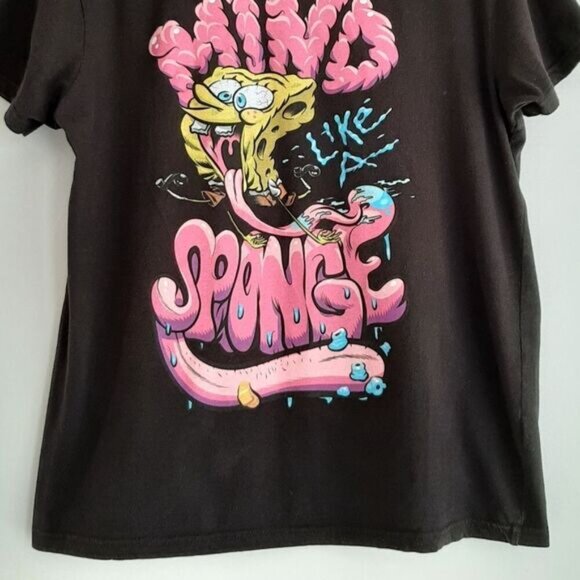 SPONGEBOB "Mind Like A Sponge" Short Sleeve Crewneck T-Shirt Black Sz M - Picture 3 of 10